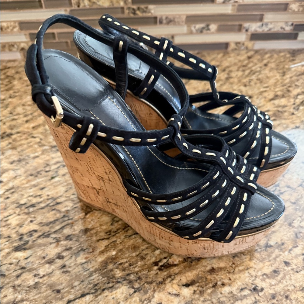 Christian Dior Antica Wedge Sandal - Black 39.5 
Excellent condition.